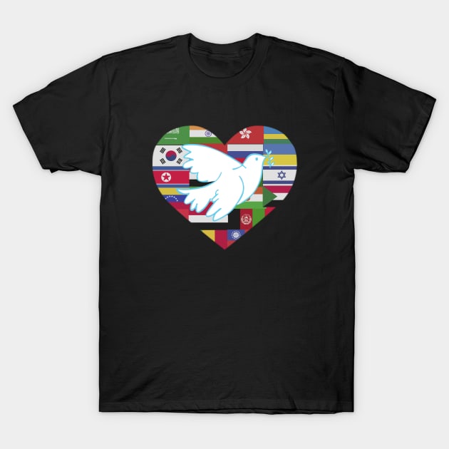 I Love Peace Peace Dove World Peace T-Shirt by NoPlanB